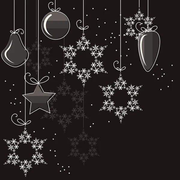 Décorations de Noël et flocons de neige — Image vectorielle