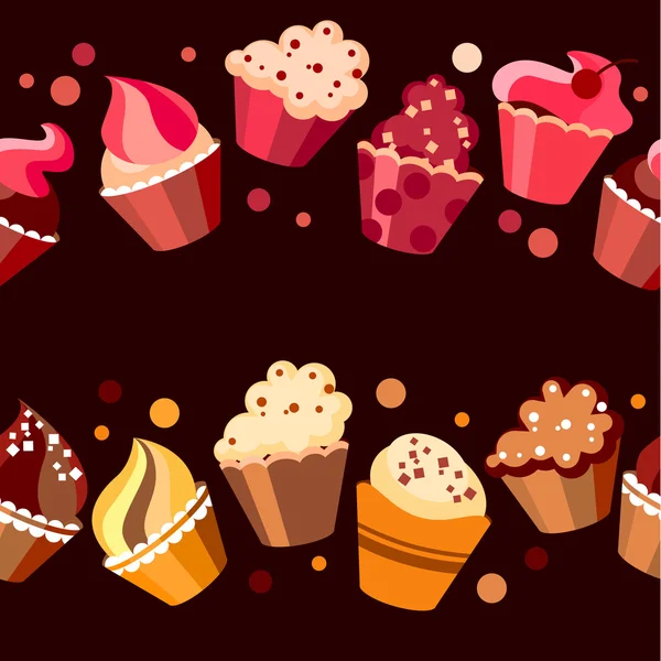 Two seamless cupcake borders — Stock Vector