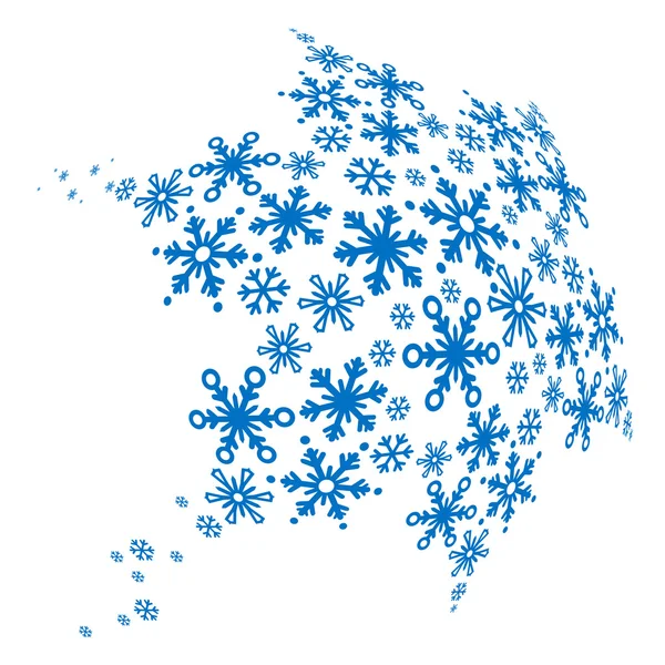 Floco de neve azul grande feito de pequenos — Vetor de Stock