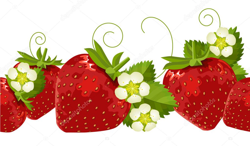 Seamless border with strawberries