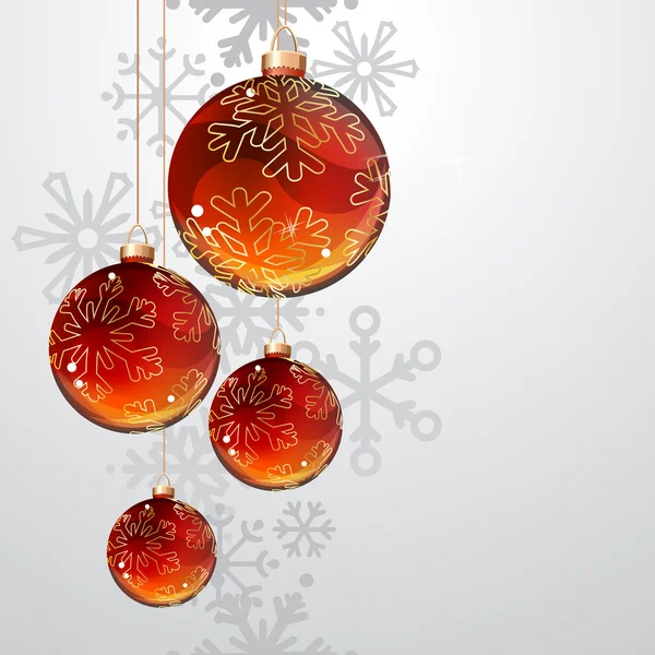 Cartão de Natal com bolas vermelhas e douradas — Vetor de Stock