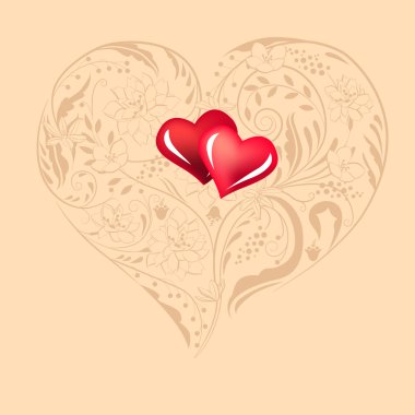 Heart shape made of flowers clipart