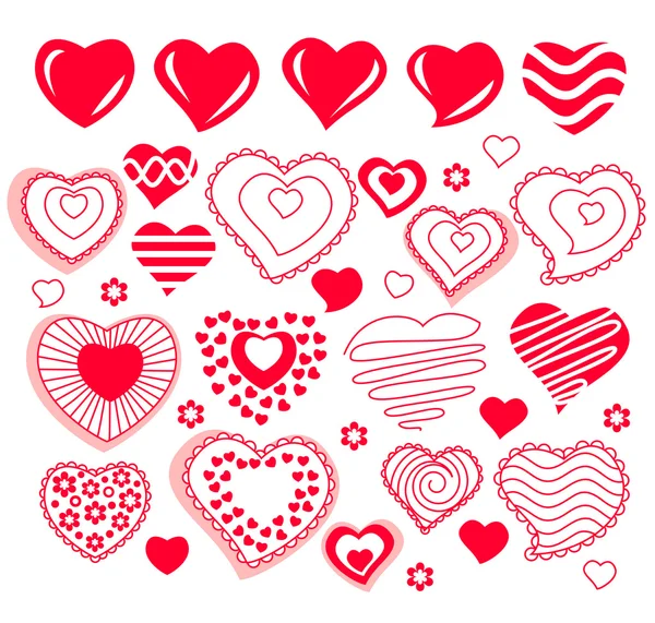 Collection of different heart shapes — Stock Vector