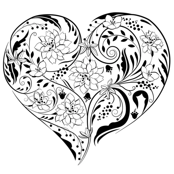 Σχήμα καρδιάς από λουλούδια — Διανυσματικό Αρχείο
