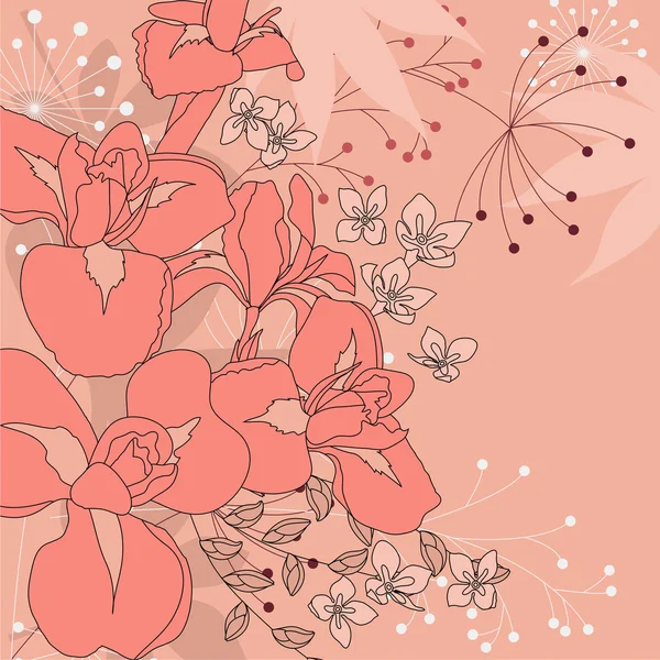 花卉背景与鸢尾花 — 图库矢量图片