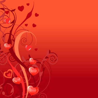 Background with stylixed plants and hearts clipart