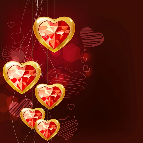 Ruby guld hjärtan — Stock vektor