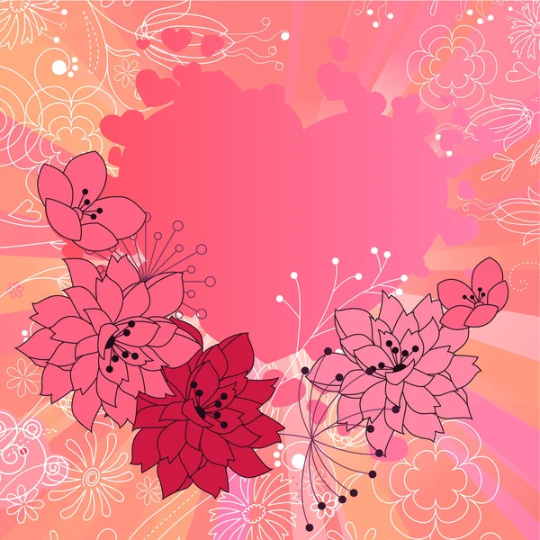 Cadre rose en forme de coeur — Image vectorielle
