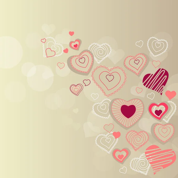 Открытки День Святого Валентина Разными Красными Сердцами — стоковый вектор