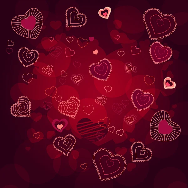 Carte Voeux Saint Valentin Avec Différents Cœurs Rouges — Image vectorielle