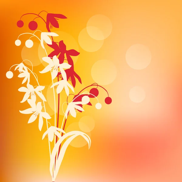 Obrysový Jarní Květiny Teplé Abstraktní Pozadí — Stockový vektor