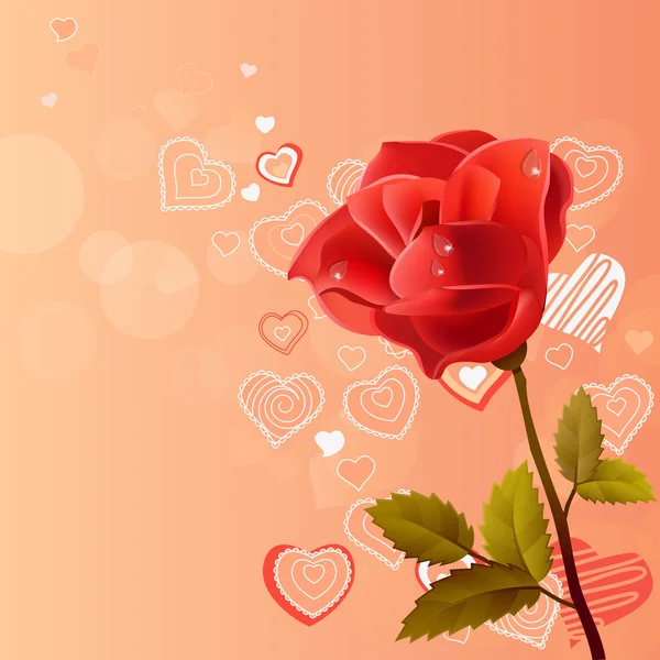 Fond rose avec rose — Image vectorielle