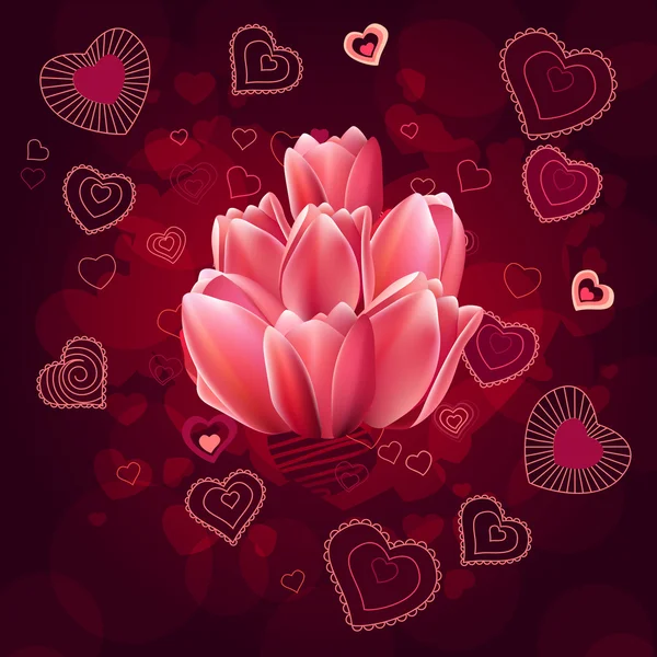 Valentine Gratulationskort Med Olika Röda Hjärtan — Stock vektor