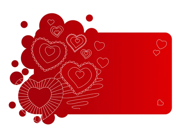 Red Saint Valentine Frame Hanging Contour Hearts — Stock Vector