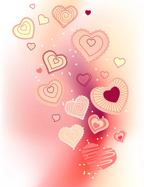 Αγίου Βαλεντίνου Ευχετήρια Κάρτα Διαφορετικό Ροζ Καρδιές異なるピンクの心とバレンタイン グリーティング カード — ストックベクタ