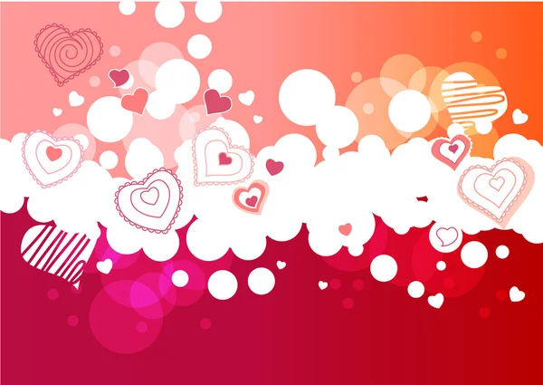 Rosa Blase Hintergrund Mit Roten Und Rosa Kontur Herzen — Stockvektor