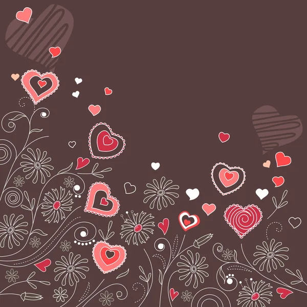Valentinstag Grußkarte Mit Verschiedenen Wachsenden Herzen — Stockvektor