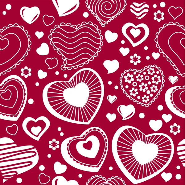Seamless pattern with contour hearts — Stock Vector