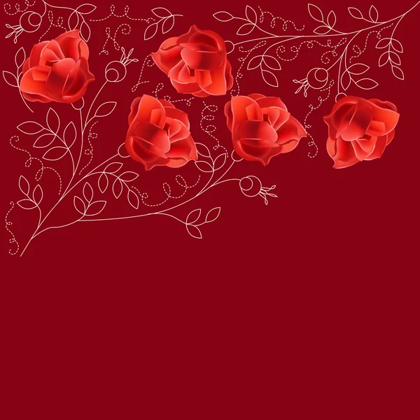 花卉玫瑰背景 — 图库矢量图片