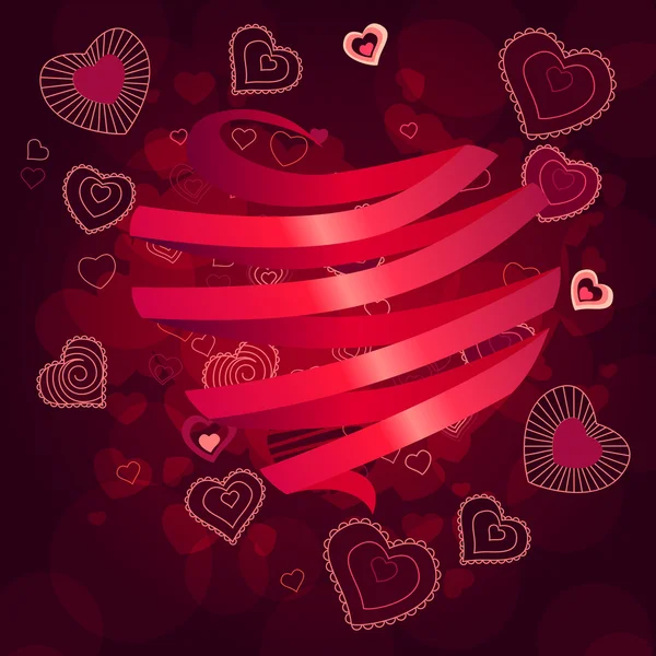 Carte Voeux Saint Valentin Avec Différents Cœurs Rouges — Image vectorielle