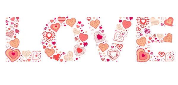 Assine "amor" feito de corações — Vetor de Stock