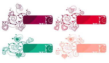 Ornate labels with flourishes and small hearts clipart