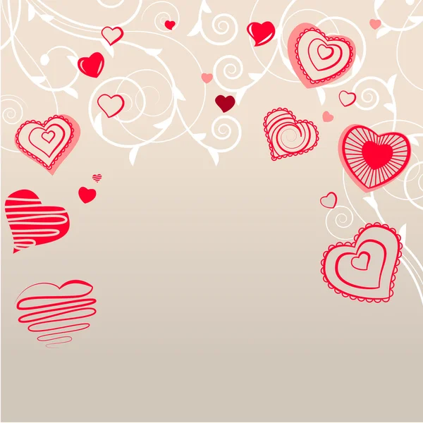 Открытки День Святого Валентина Разными Красными Сердцами — стоковый вектор