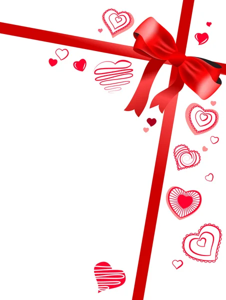 Red bow with hearts — Stock Vector