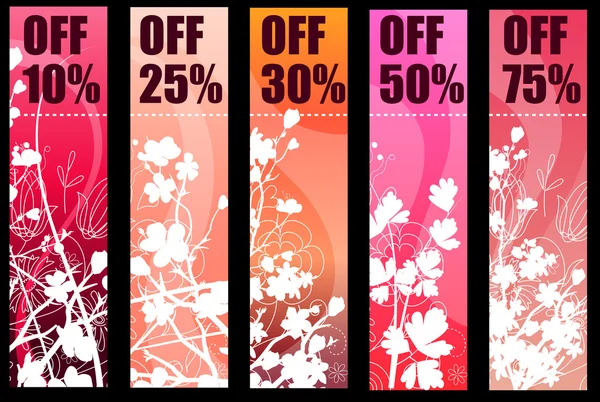 Floral spring red banners — Stock Vector