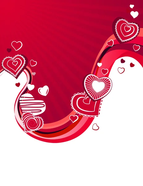 Rote Stilisierte Herzen Auf Abstraktem Welligem Hintergrund — Stockvektor