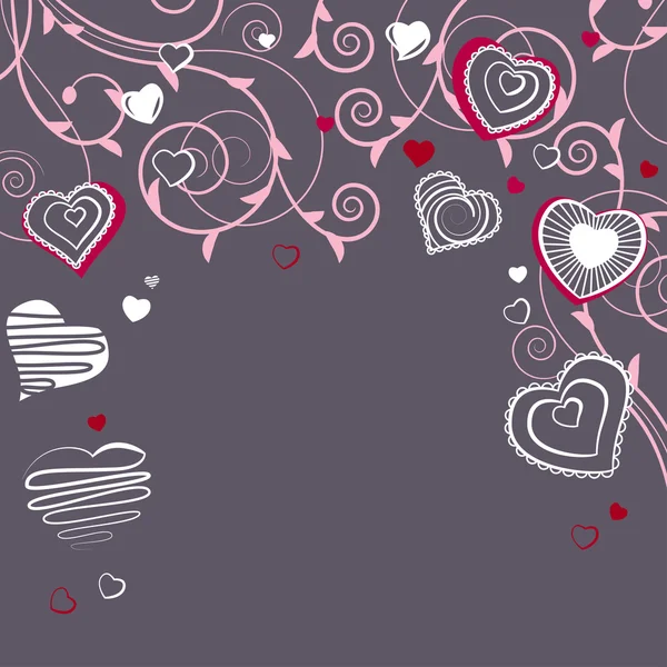 別の赤と白の心とバレンタイン グリーティング カード — ストックベクタ