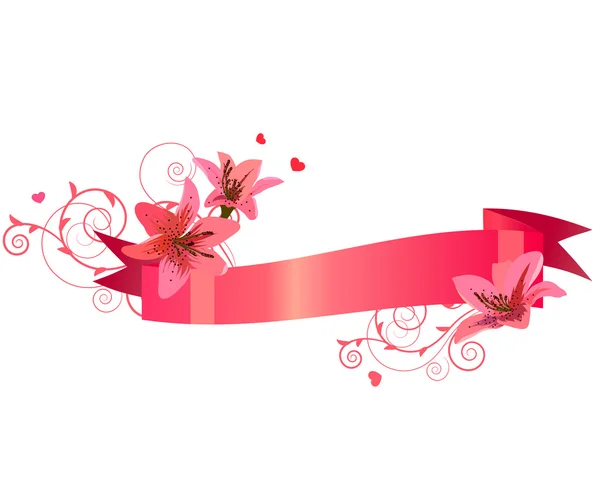 Blommig banner med liljor — Stock vektor
