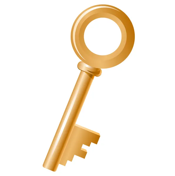 Golden key isolated — Stock Vector