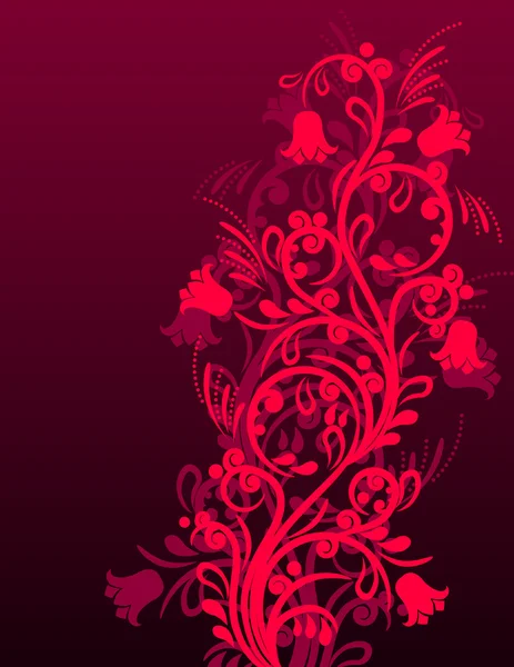 Schöne Rote Blumen Verzierten Hintergrund Mit Stilisierten Blumen — Stockvektor