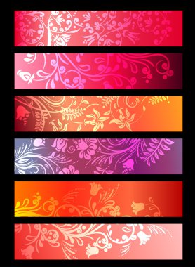 Floral spring red banners clipart