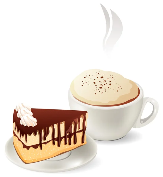 Tasse heißen Kaffee mit Kuchen — Stockvektor