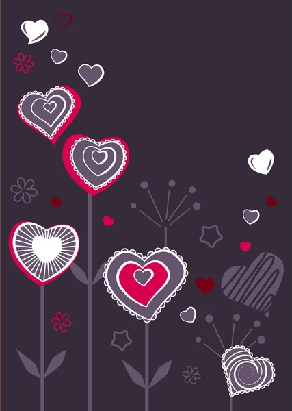 Carte Voeux Saint Valentin Avec Différents Cœurs Croissance — Image vectorielle