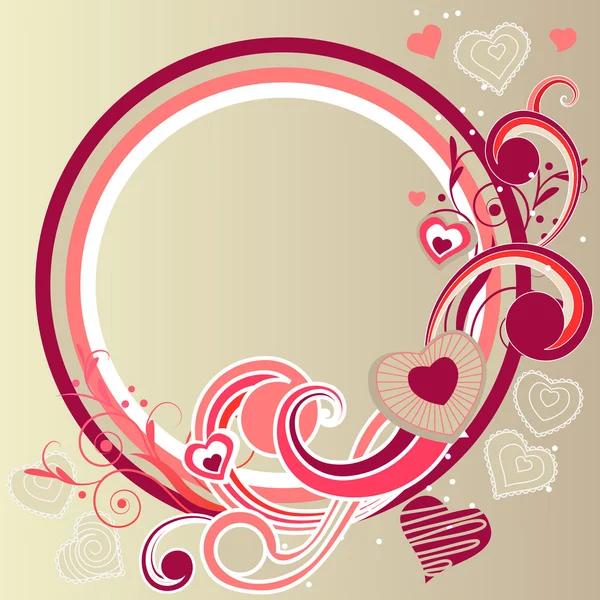 Cadre Saint Valentin Avec Coeurs Roses Éléments Tourbillonnants Abstraits — Image vectorielle