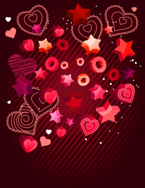 Valentine Cartão Saudação Com Diferentes Corações Vermelhos — Vetor de Stock