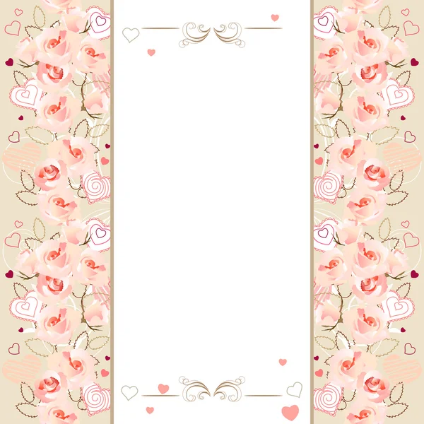Frame with pink roses — Stock Vector