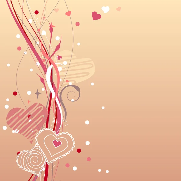 Контур червоних сердець на пастельному фоні — стоковий вектор