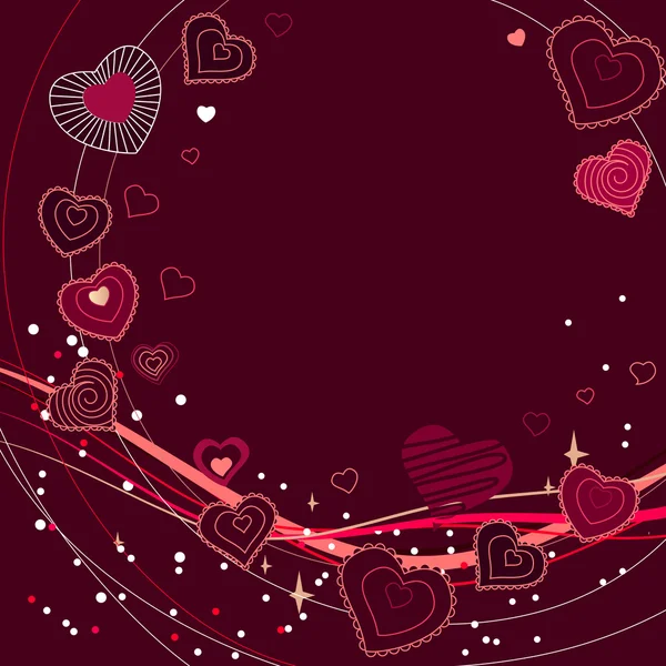 Valentinstag Grußkarte Mit Verschiedenen Roten Herzen — Stockvektor