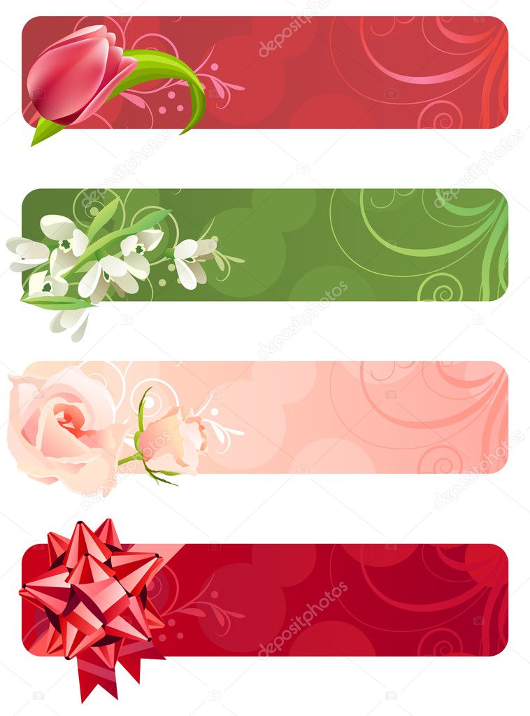 For horizontal spring banners with tulip,rose and snowdrops