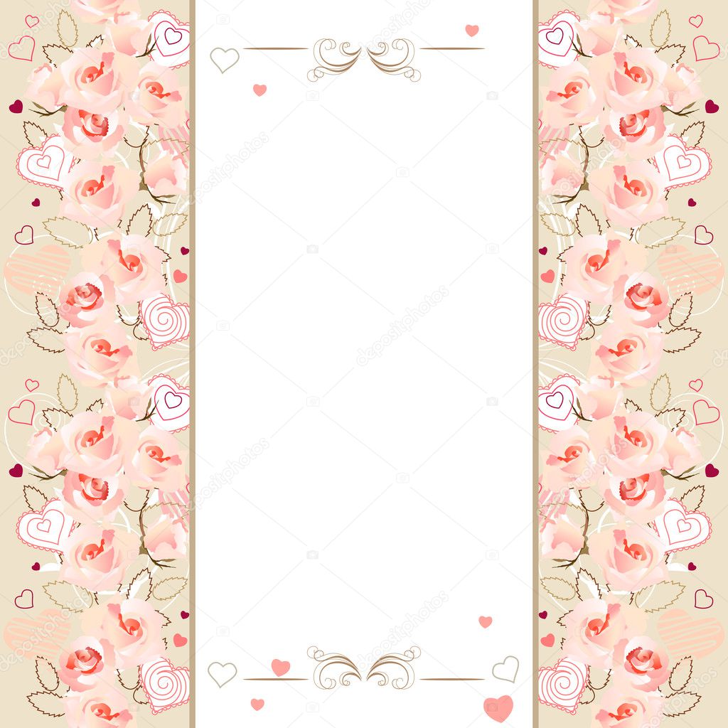 Frame with pink roses