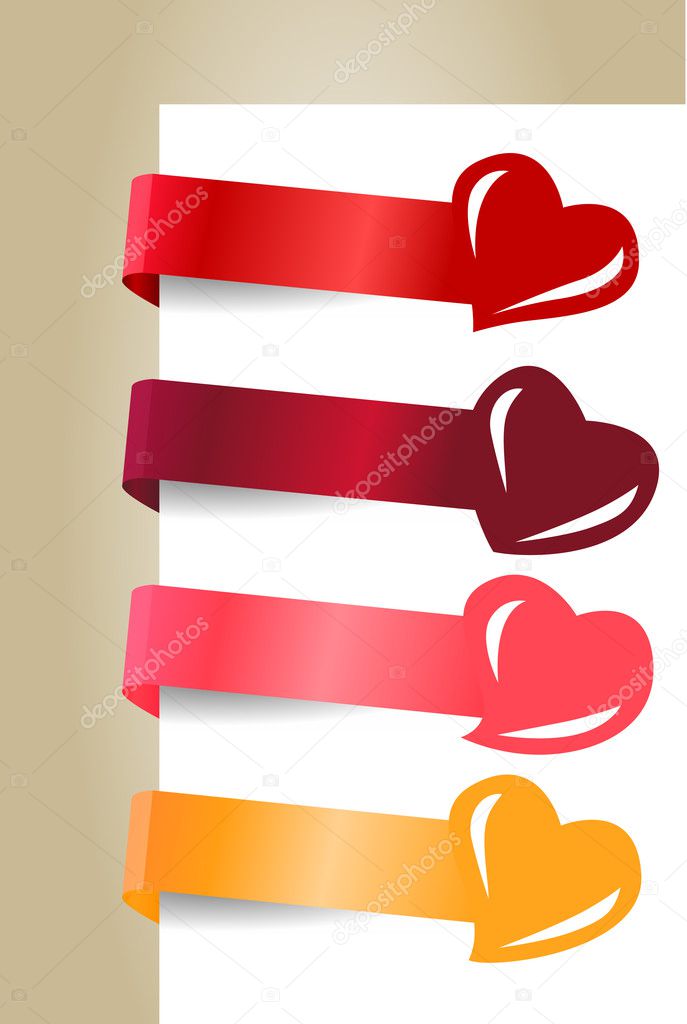 Four horizontal promotion labels with different hearts