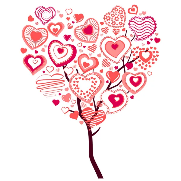 Spring tree made of big heart — Stock Vector