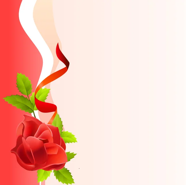 Grußkarte Mit Roter Rose Und Wellen — Stockvektor