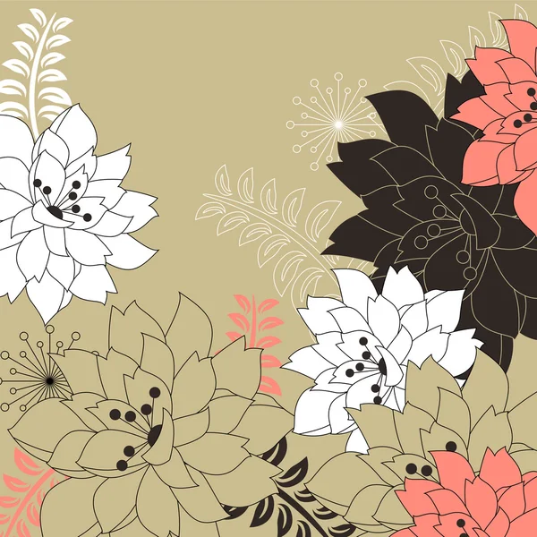 Floral achtergrond met gestileerde bloemen — Stockvector
