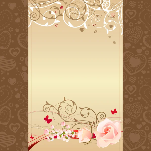 Frame with roses and blossoming branches — Stock Vector