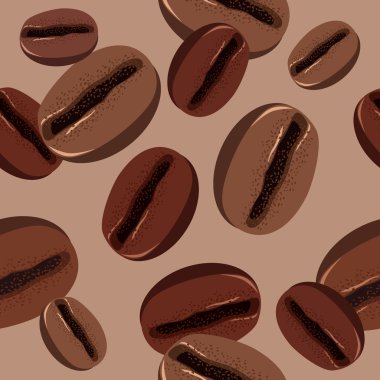 Beige seamless pattern with brown coffee beans clipart